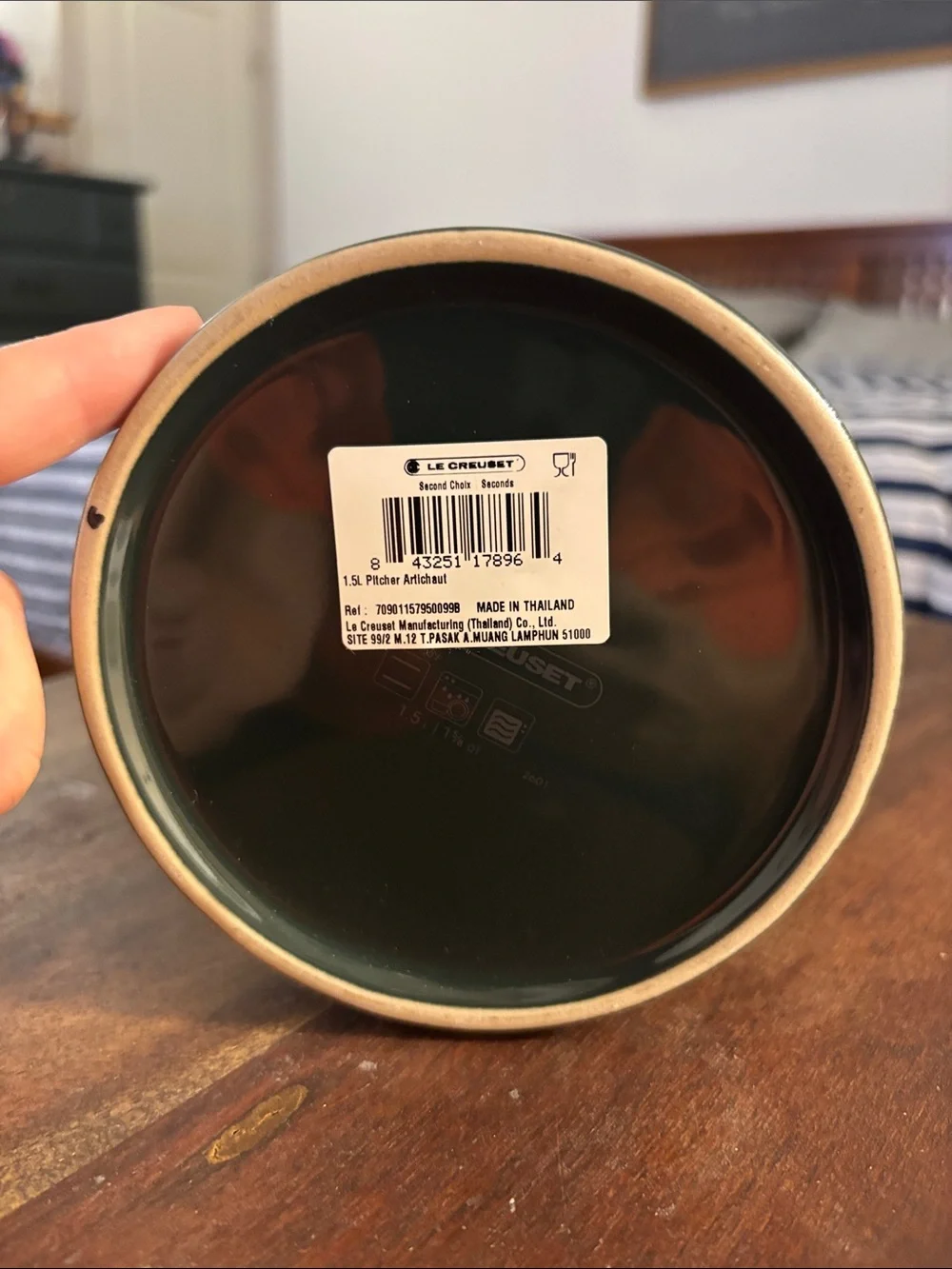 Le Creuset Deep Green Stoneware Pitcher with Handle